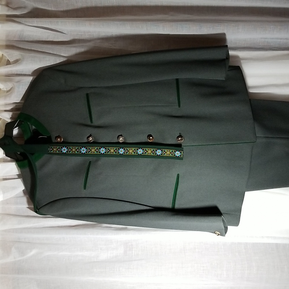 Mens S/M "Oktoberfest" Pure Wool Tryolean Trachten Jacket